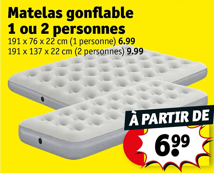Matelas gonflable 1 ou 2 personnes 191 x 76 x 22 cm