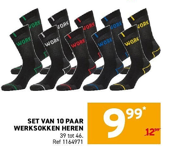 SET VAN 10 PAAR WERKSOKKEN HEREN 39 tot 46. Ref 1164971