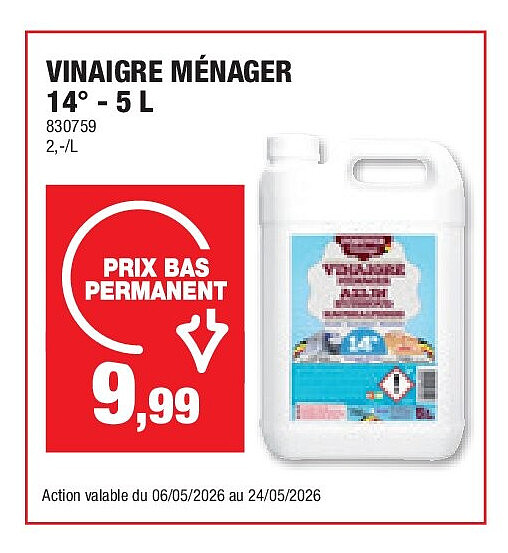VINAIGRE MÉNAGER 14° - 5 L