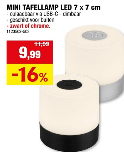 MINI TAFELLAMP LED 7 x 7 cm