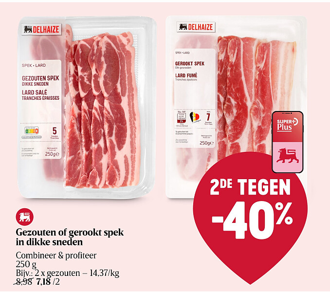 Gezouten of gerookt spek in dikke sneden