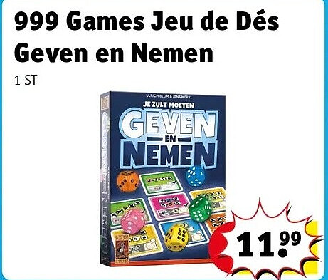 999 Games Jeu de Dés Geven en Nemen