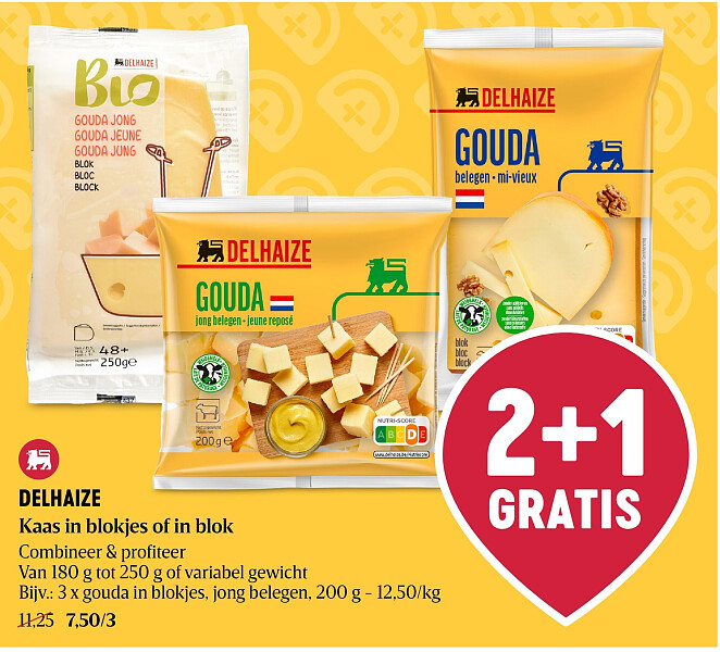 DELHAIZE Kaas in blokjes of in blok