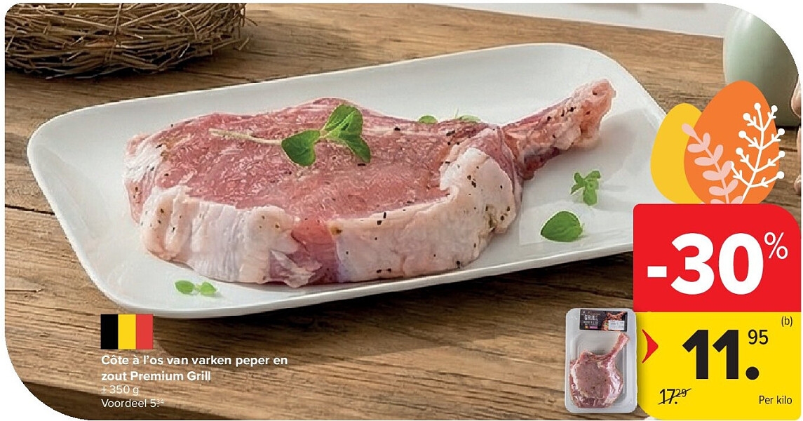 Côte à l’os van varken peper en zout Premium Grill
