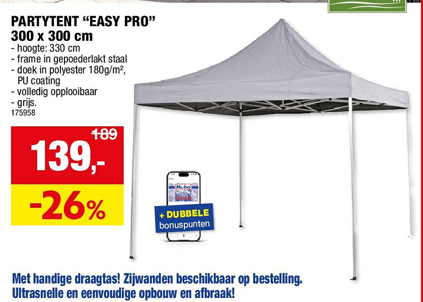 PARTYTENT “EASY PRO” 300 x 300 cm