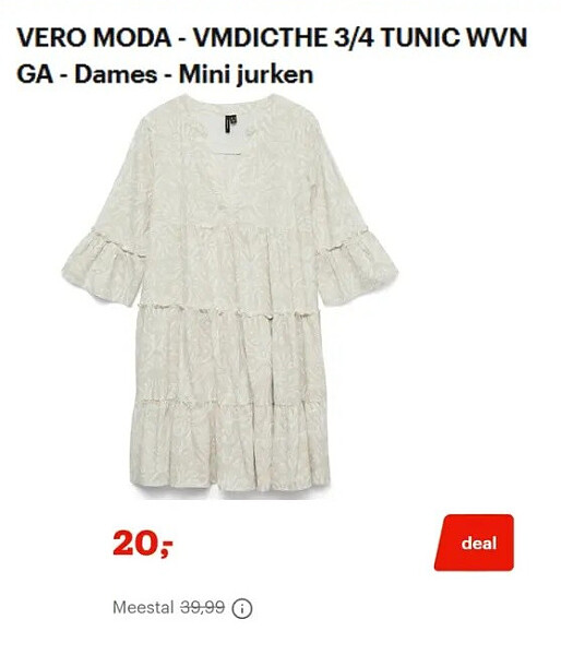 VERO MODA - VMDICTHE 3/4 TUNIC WVN GA - Dames - Mini jurken