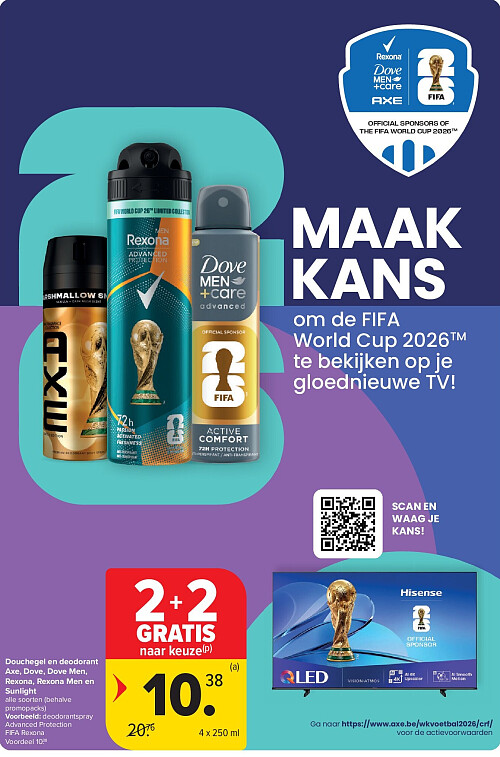Douchegel en deodorant Axe, Dove, Dove Men, Rexona, Rexona Men en Sunlight