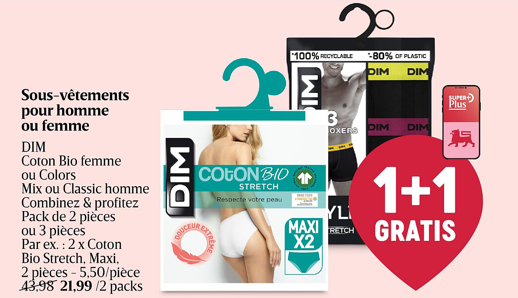 Sous-vêtements pour homme ou femme