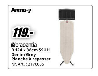 B 124 x 38cm SSUH Denim Grey Planche à repasser