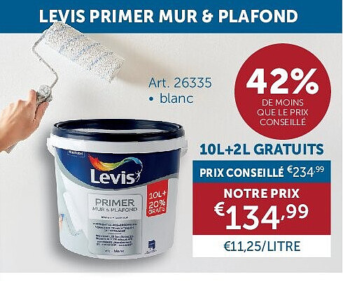 LEVIS PRIMER MUR & PLAFOND 10L+2L GRATUITS