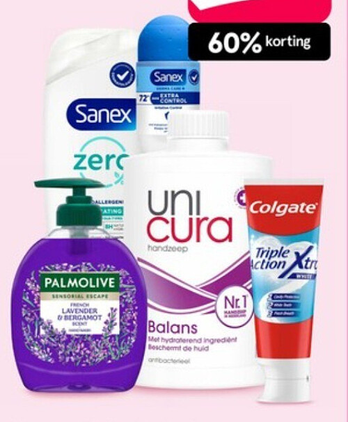 Sanex, Colgate tubes, Palmolive en Unicura