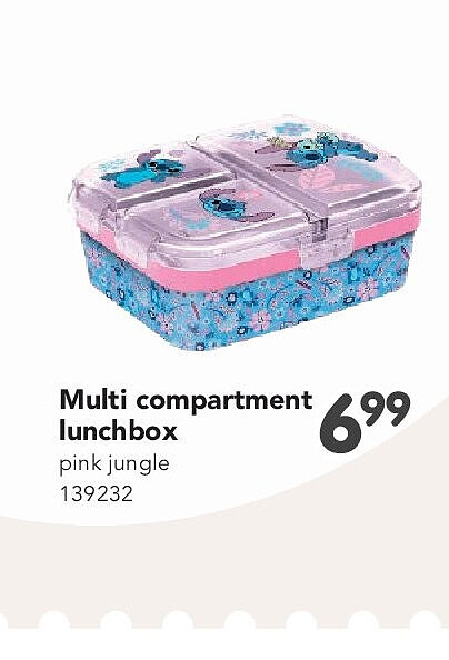 Multi compartment lunchbox pink jungle 139232