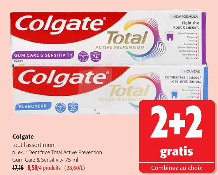 Colgate Dentifrice Total Active Prevention Gum Care & Sensitivity 75 ml