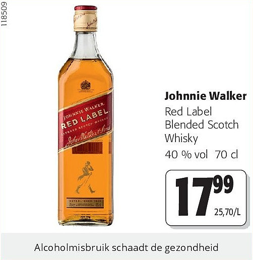 Johnnie Walker Red Label Blended Scotch Whisky 40 % vol 70 cl