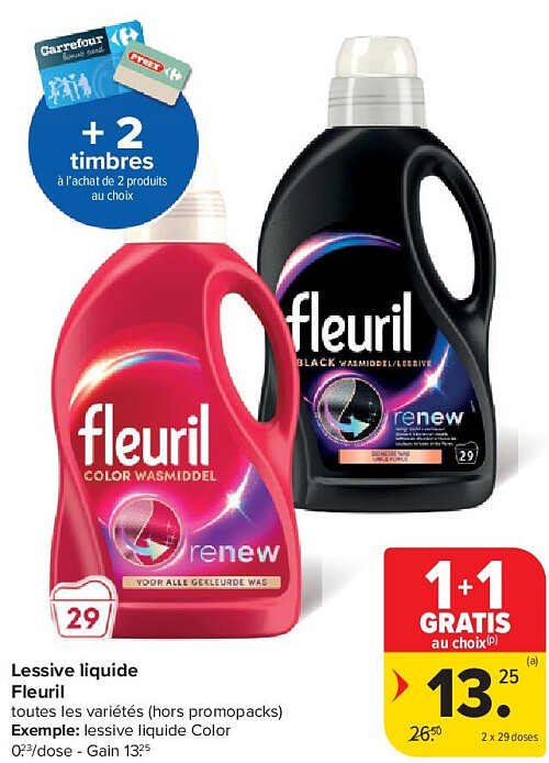Lessive liquide Fleuril 2 x 29 doses