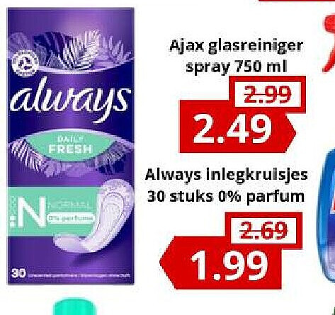 Always inlegkruisjes 30 stuks 0% parfum