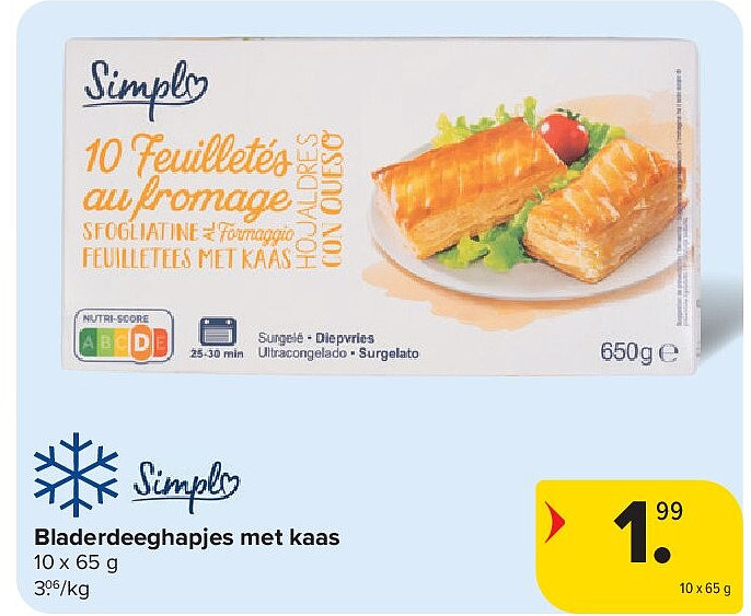 Bladerdeeghapjes met kaas