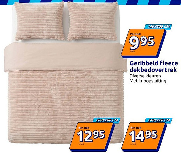 Geribbeld fleece dekbedovertrek 140X200 CM