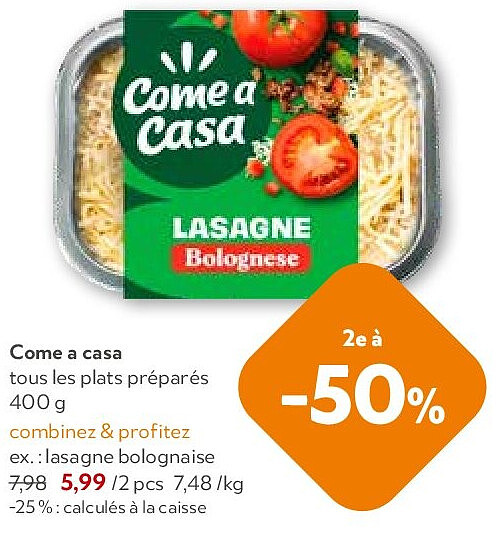Come a casa tous les plats préparés 400 g
