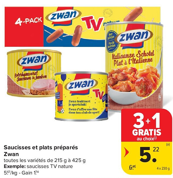 Saucisses et plats préparés Zwan 4 x 230 g