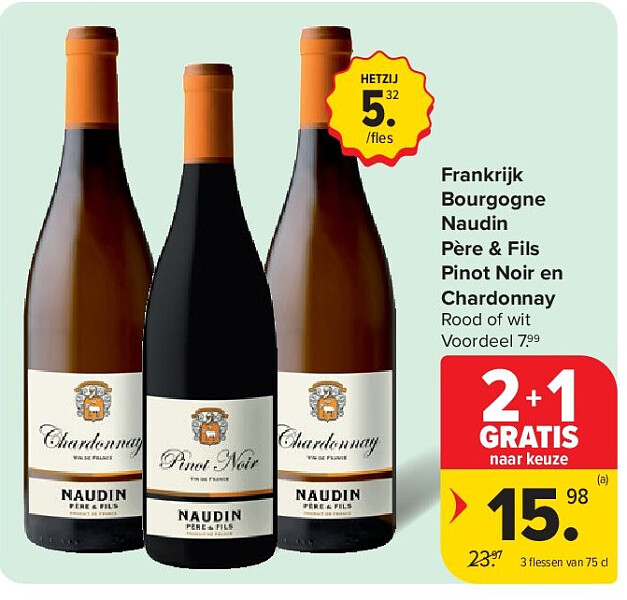 Frankrijk Bourgogne Naudin Père & Fils Pinot Noir en Chardonnay