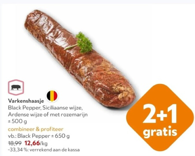 Varkenshaasje Black Pepper ± 650 g