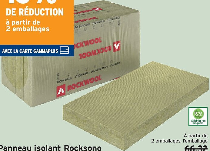 Panneau isolant Rocksono Plus Next en laine de roche épaisseur 7 cm