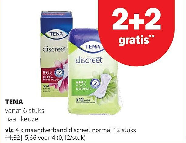 TENA maandverband discreet normal 12 stuks