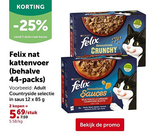 Felix nat kattenvoer (behalve 44-packs)