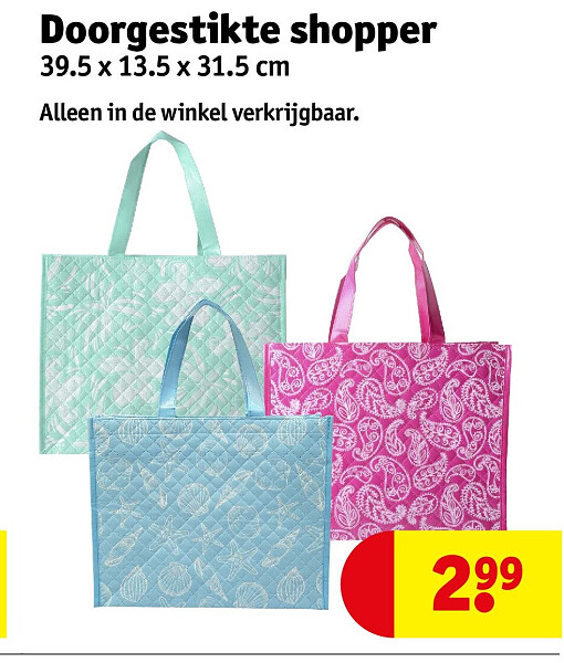 Doorgestikte shopper