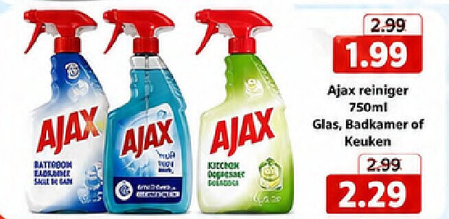 Ajax reiniger 750ml Glas, Badkamer of Keuken