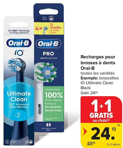 Recharges pour brosses à dents Oral-B 2 x 2 pièces