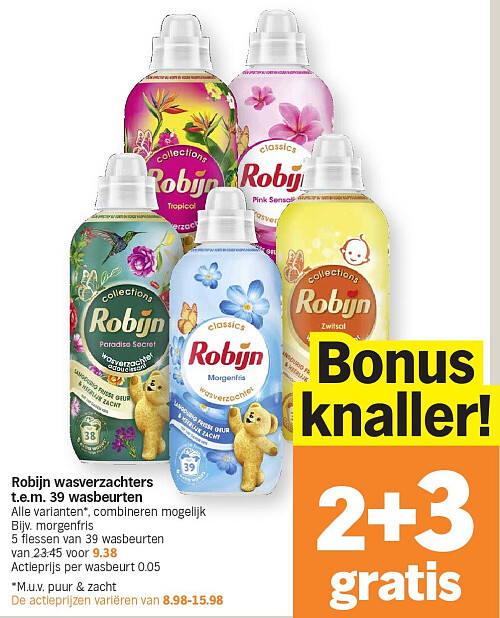 Robijn wasverzachters t.e.m. 39 wasbeurten