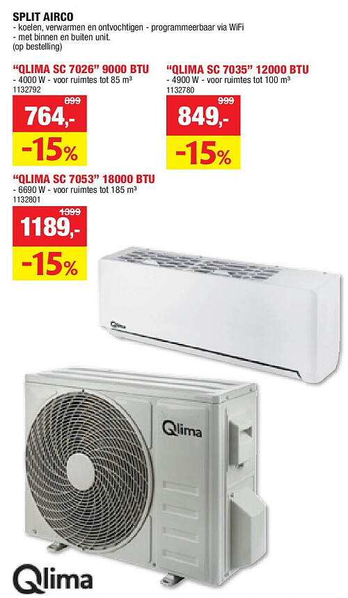 SPLIT AIRCO “QLIMA SC 7026” 9000 BTU