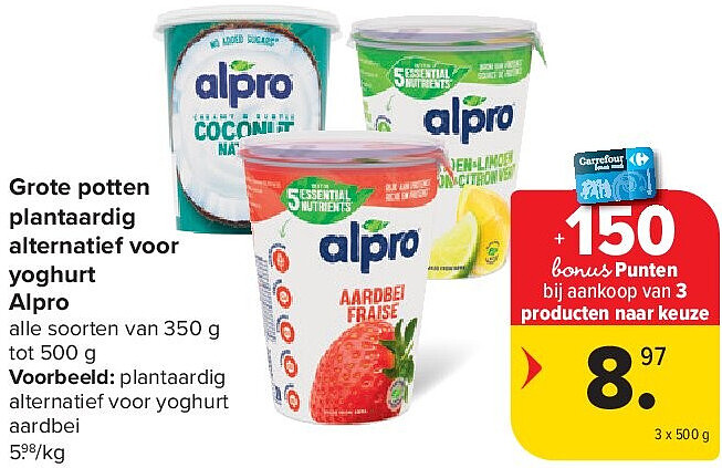 Grote potten plantaardig alternatief voor yoghurt Alpro