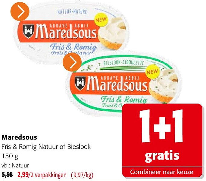 Maredsous Fris & Romig Natuur of Bieslook 150 g