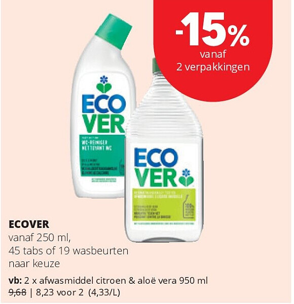 ECOVER afwasmiddel citroen & aloë vera 950 ml