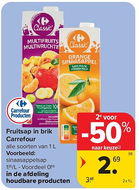 Fruitsap in brik Carrefour