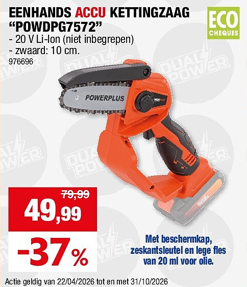 EENHANDS ACCU KETTINGZAAG “POWDPG7572”