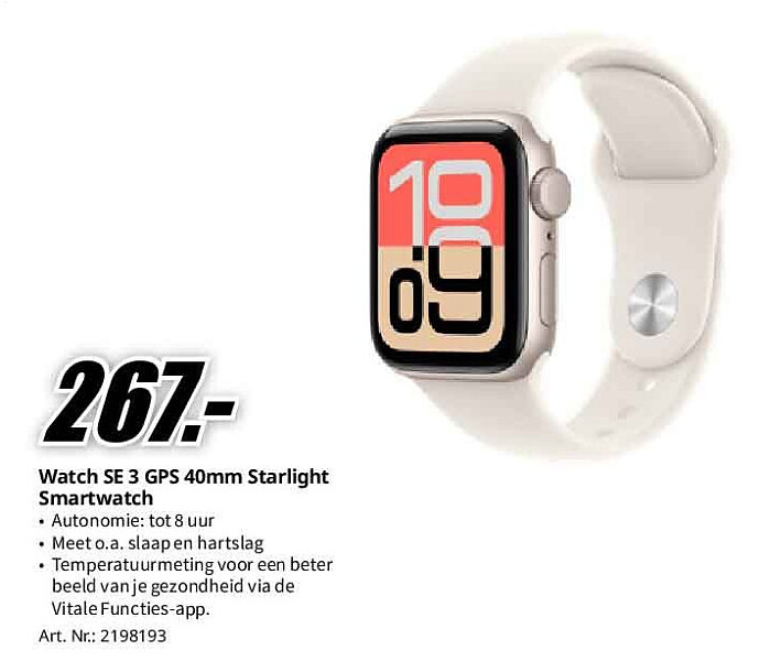 Watch SE 3 GPS 40mm Starlight Smartwatch