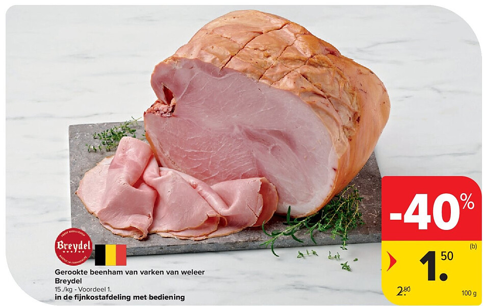 Gerookte beenham van varken van weleer Breydel