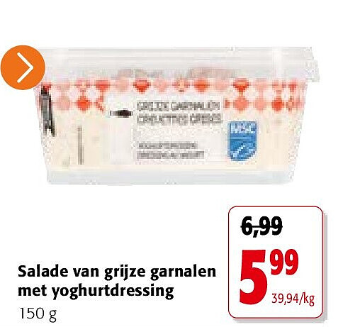 Salade van grijze garnalen met yoghurtdressing 150 g