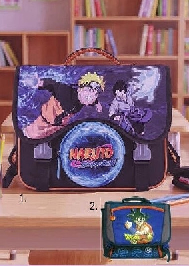 Cartable 38 cm env. Naruto ou Dragon Ball Z