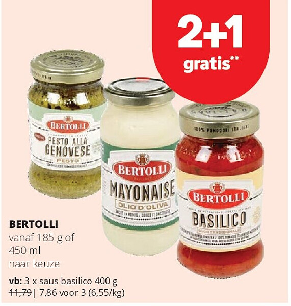 BERTOLLI saus basilico 400 g