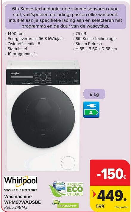 Wasmachine WPM97WADSBE