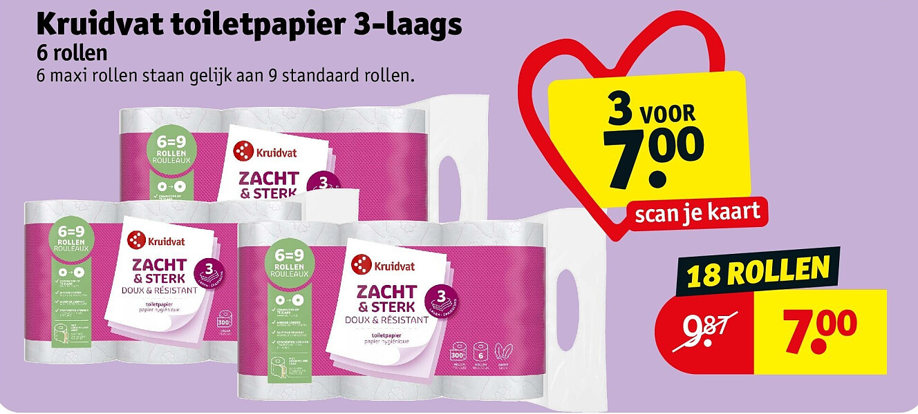 Kruidvat toiletpapier 3-laags