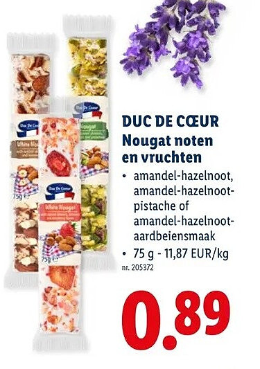 Nougat noten en vruchten