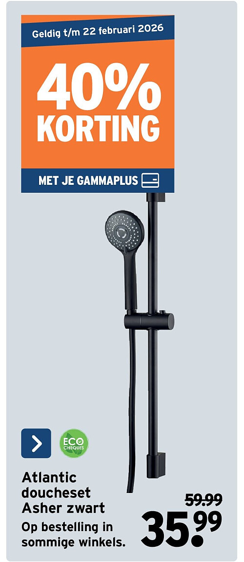 Atlantic doucheset Asher zwart Op bestelling in sommige winkels.