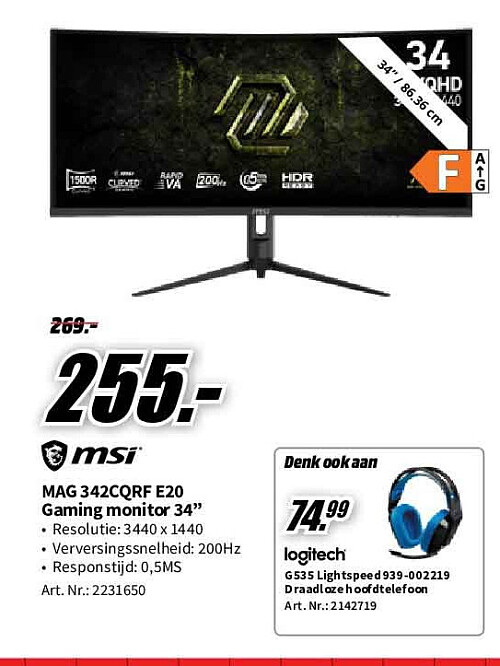 MAG 342CORF E20 Gaming monitor onitor 34"