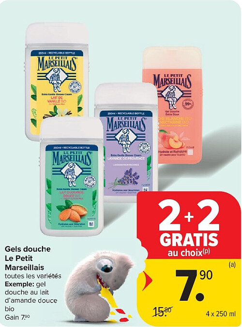 Gels douche Le Petit Marseillais 4 x 250 ml
